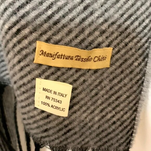 Manifattura Tessile Chiti Italian Acrylic Bold Stripe Scarf Body Wrap Fringed - Picture 3 of 4